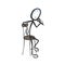 Stand up comedy. Speaker telling story to audience. Comedian with a microphone. Hand drawn. Stickman cartoon. Doodle sketch,