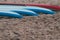 Stand up paddle longboard surfboard. close up