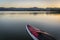 Stand up paddleboard on lake