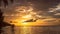 Stand up paddler SUP on Sunset, Kri Island. Raja Ampat, Indonesia, West Papua