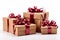 Standalone gifts, boxes on white. Exemplify vacation, Valentine\\\'s Day celebration.