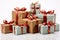 Standalone gifts, boxes on white. Exemplify vacation, Valentine\\\'s Day celebration.