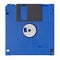 Standard blue floppy disk isolated on white background.