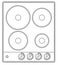 Standard Electric Four Plate Electric Hob Outline