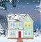 Standard House winter snowfall Vector
