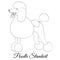 Standard poodle white cartoon dog outline