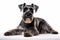 Standard Schnauzer Dog Sitting On A White Background