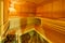 Standard wooden sauna room interior