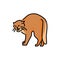 Standing angry cat color line icon. Pictogram for web page