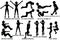 Standing arm circles. Cat back stretch. Leg pull in knee up. Standing hamsting stretch. Seated punches. Shoulder stretch.