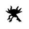 Standing Axolotl Silhouette On a Front View Isolated On White