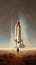 Standing Backwards The Astronaut Is Shown Out In Front Of A Space Shuttle. Generative AI