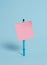 Standing ballpoint blank colored sticky note peaceful cool pastel background. Empty text future important events