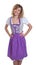 Standing bavarian woman with curly blonde hair