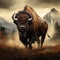 Standing brown bison, Kansas  Made With Generative AI illustration