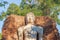 Standing Buddha statue at Wat Phra Si Ariyabot temple in Kamphaeng Phet Historical Park, UNESCO World Heritage site