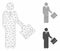 Standing Businessman Vector Mesh Network Model and Triangle Mosaic Icon