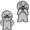 Standing chibi seal kid character cartoon set
