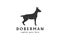 Standing Doberman Pinscher Dog Silhouette Logo Design Vector
