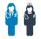Standing Doctor and nurse icon.