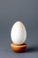 a standing egg on a grey background generated by ai