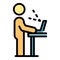 Standing ergonomic position icon color outline vector