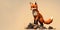 Standing fox isolated on a white background. Generative AI illustration. A forest animal. Horizontal wide subtitle