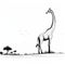 Standing Giraffe: Black And White Drawing With Isolated Landscape Style