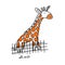 A standing giraffe isolated in a doodle style