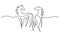 Standing horses on pasture. Continuous one line drawing. Horse logo.