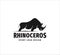 standing iconic rhinoceros mascot vector design for sport event, football team and gym house logo