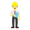 Standing Male Worker With Paper Vector Illustration Graphic