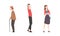 Standing Man and Woman Waiting with Patience for Something Vector Set