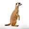 Standing meerkat on white background.