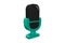 Standing Microphone - Black And Green 3D Illustration - Isolated On White Blackground