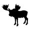 Standing Moose Alces Alces On a Side View Silhouette Found In Map Of Eurasia, Europe And North America