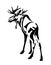 Standing moose bull black and white vector outline