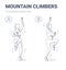 Standing Mountain Climbers Female Home Workout Exercise Guide. Girl in Sportswear Lifting Knees and Extending Arms.