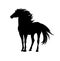 Standing mustang horse black and white vector silhouette outline portrait