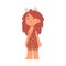 Standing Primitive Little Girl Character from Stone Age Wearing Animal Skin Vector Illustration