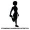 Standing quadriceps stretch. Sport exersice. Silhouettes of woman doing exercise. Workout, training