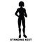 Standing rest. Water break. Sport exersice. Silhouettes of woman doing exercise. Workout, training