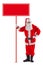 Standing Santa Claus with a sign