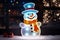 Standing Snowman Neon Light, Xmas and New Year Vibe, Ai generated