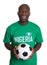 Standing soccer fan from Nigeria with ball