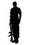 Standing soldier with rifle gun silhouette vector