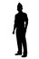 Standing soldier silhouette vector on white