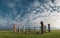 Standing stones circle Dodekatitten on island Lolland in rural Denmark