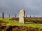 Standing stones in sunshine  in the Ring of Brodgar in Orkney, Scotland, UK