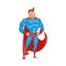 Standing Superhero in red cape icon, cartoon style